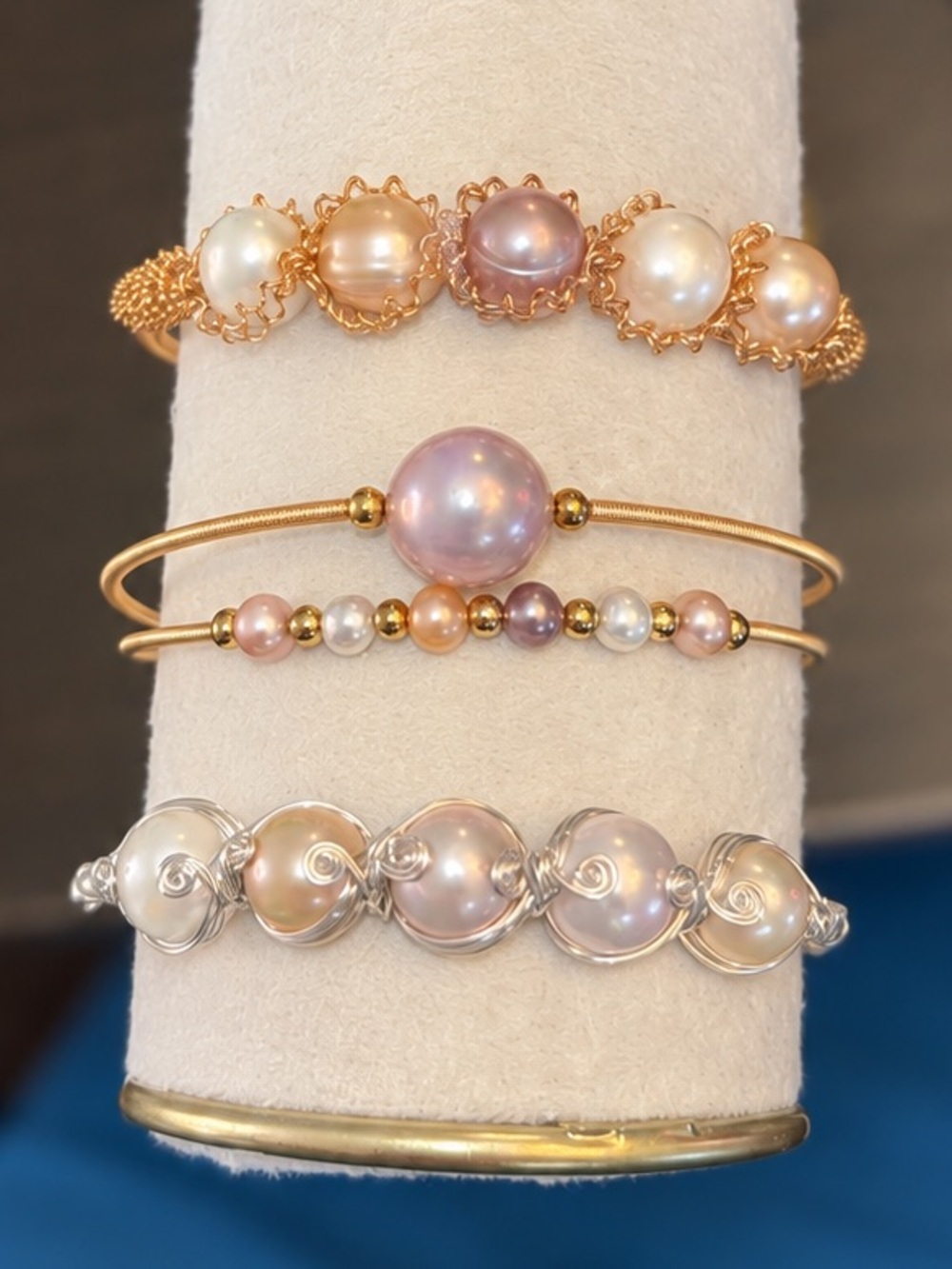 PICK 1 • Freshwater Pearl Wire Bangle • Hand-Wired Nickel Free Hypoallergenic